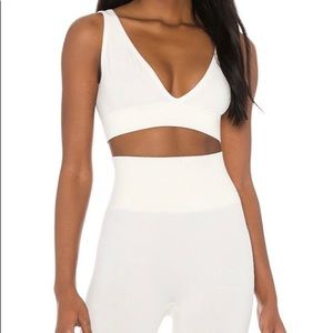 WeWoreWhat Active off-white v-neck bra top